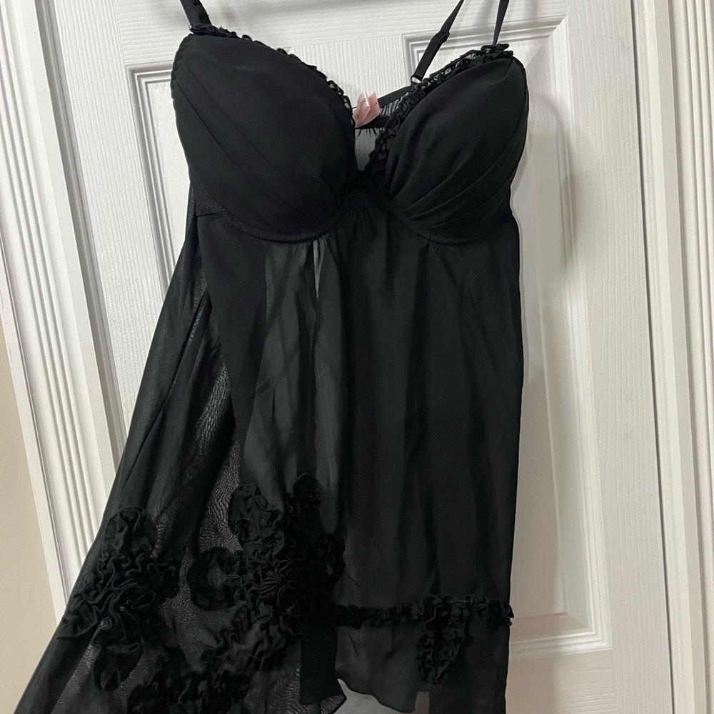 La Vie En Rose Black Sheer Chemise